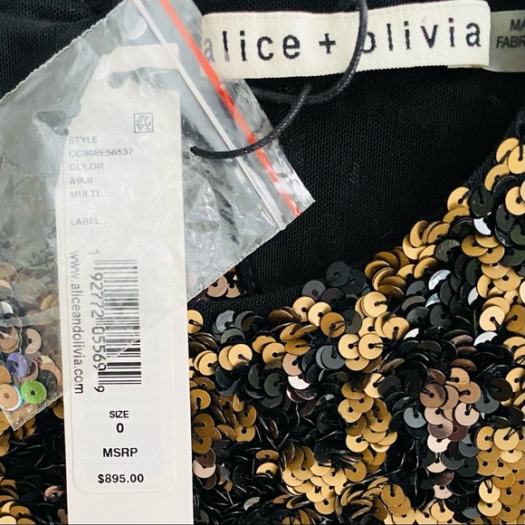 NWT: ALICE + OLIVIA | Jae Sequin Patchwork Sheath Dress - Picture 8 of 13